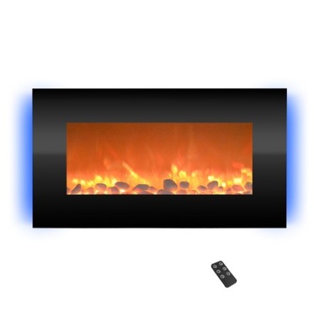 HASTINGS HOME Hastings Home Electric Fireplace 31-inch Wall Mounted, 13 Backlight Colors, Remote Control(Black) 431647TPF